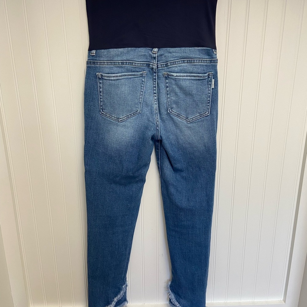 Pink Blush maternity jeans with raw hem